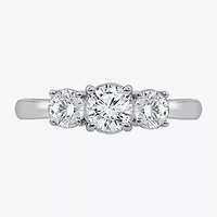 (I / Si2) Womens 1 CT. T.W. Lab Grown White Diamond Sterling Silver Round 3-Stone Engagement Ring