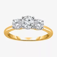 (I / Si2) Womens 1 CT. T.W. Lab Grown White Diamond Sterling Silver Round 3-Stone Engagement Ring