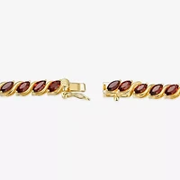 Womens Genuine Red Garnet 18K Gold Over Silver Tennis Bracelet