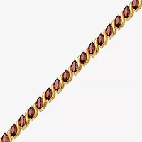 Womens Genuine Red Garnet 18K Gold Over Silver Tennis Bracelet