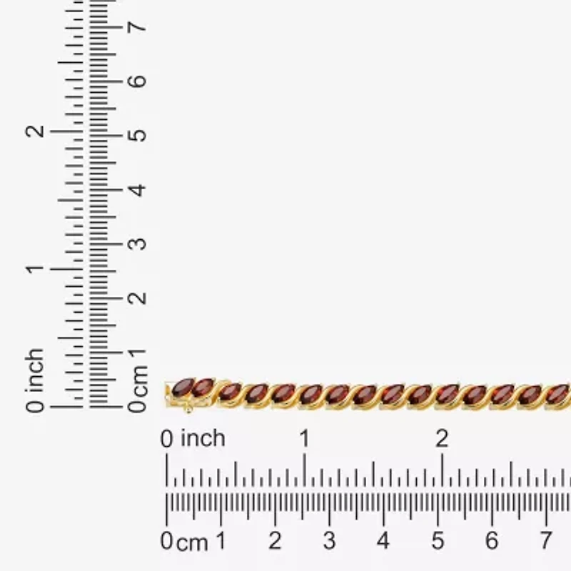 Womens Genuine Red Garnet 18K Gold Over Silver Tennis Bracelet