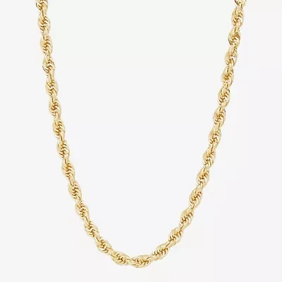 Mens 10K Gold 24 Inch Rope Chain Necklace