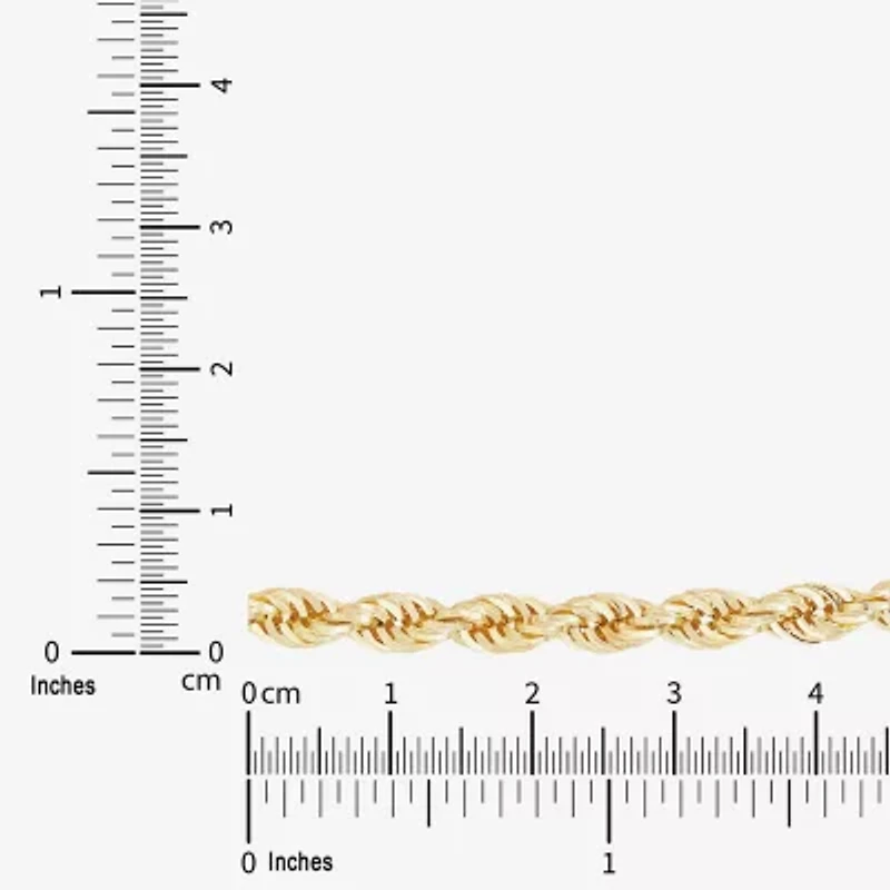 Mens 10K Gold Inch Rope Chain Necklace