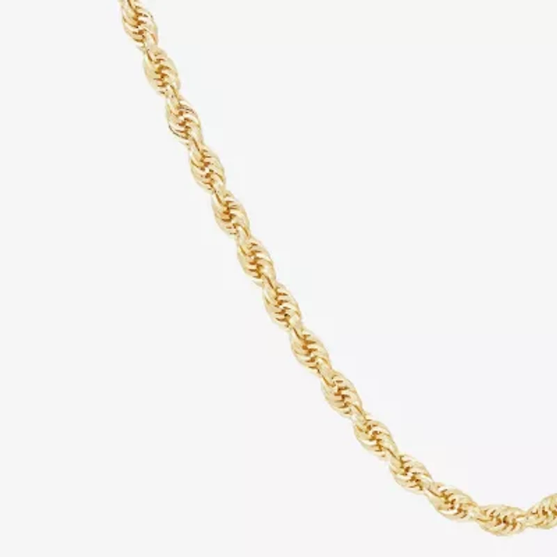 Mens 10K Gold Inch Rope Chain Necklace
