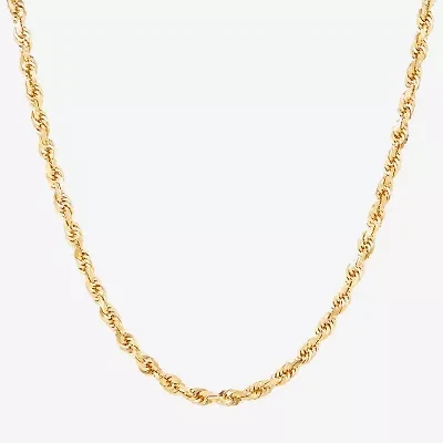 Mens 10K Gold 22 Inch Rope Chain Necklace