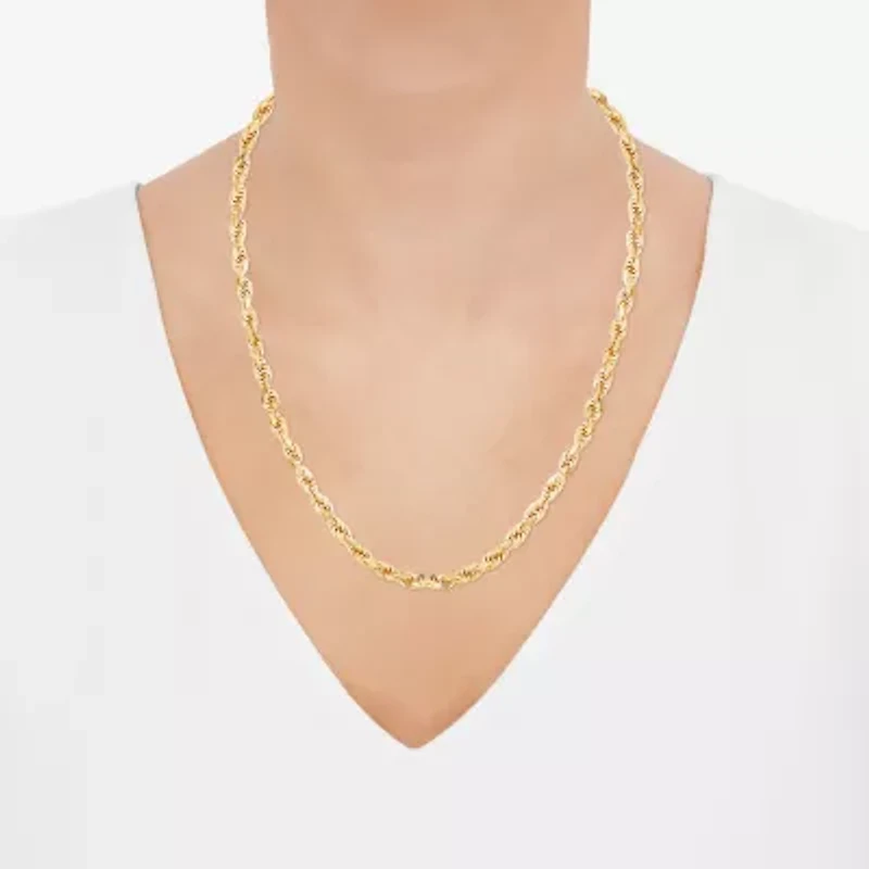 Mens 10K Gold 22 Inch Rope Chain Necklace