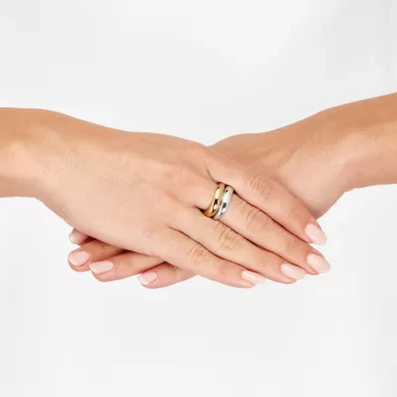 Silver Addiction Womens 6MM 14K Two Tone Gold Over Silver Band