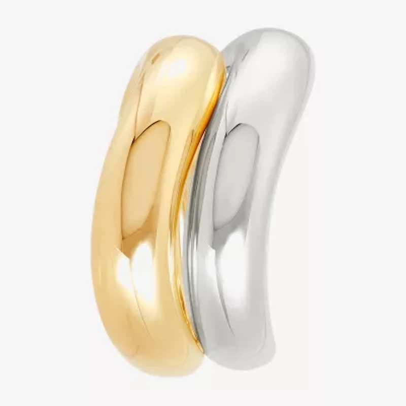 Silver Addiction Womens 6MM 14K Two Tone Gold Over Silver Band