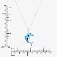 Womens Blue Crystal Sterling Silver 18 Inch Pendant Necklace