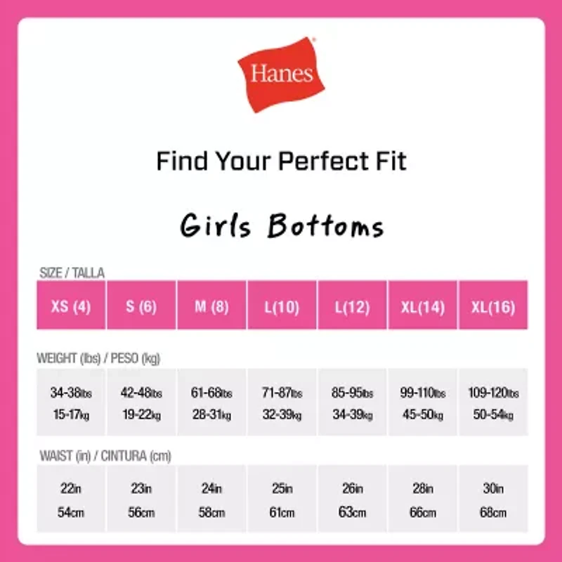 Hanes Ultimate Tagless Cotton Little & Big Girls 12 Pack Bikini Panty