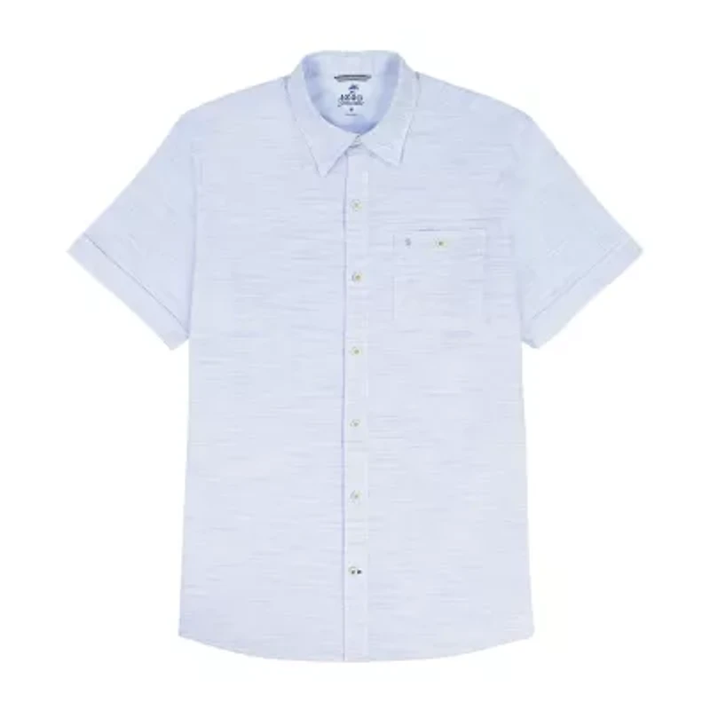 IZOD Dockside Chambray Mens Short Sleeve Classic Fit Big and Tall Button-Down Shirt