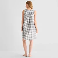 Adonna Womens Poplin Sleeveless Scoop Neck Nightgown
