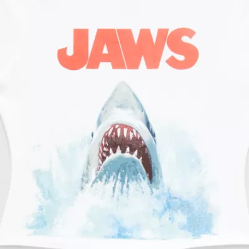 Jaws Baby Tee Womens Juniors Crew Neck Short Sleeve Fitted Graphic T-Shirt