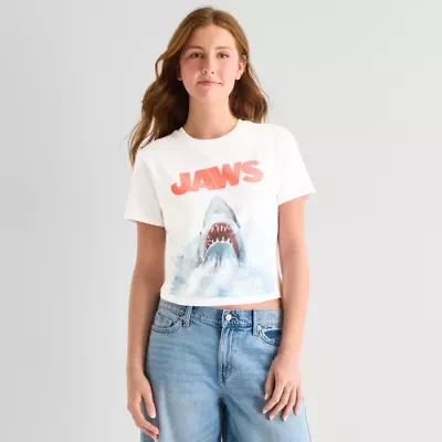Jaws Baby Tee Womens Juniors Crew Neck Short Sleeve Fitted Graphic T-Shirt