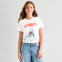Jaws Baby Tee Womens Juniors Crew Neck Short Sleeve Fitted Graphic T-Shirt