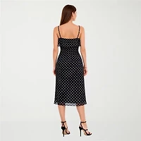 Jump Apparel Womens Juniors Midi Polka Dot A-Line Dress