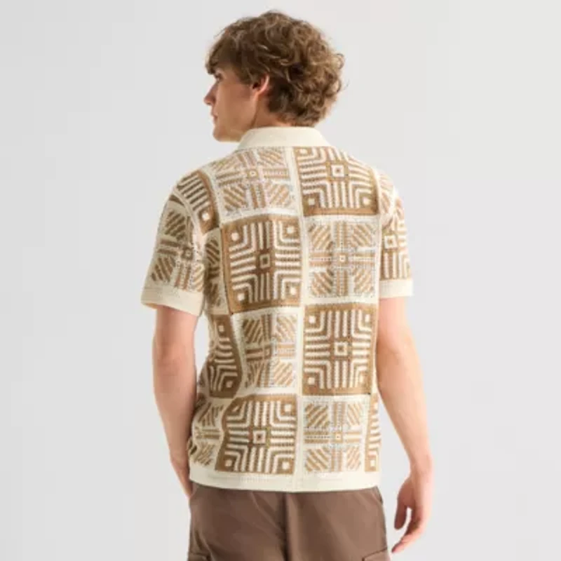 Arizona Mens Short Sleeve Button Polo Sweater