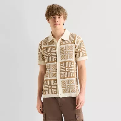 Arizona Mens Short Sleeve Button Polo Sweater