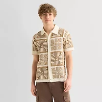 Arizona Mens Short Sleeve Button Polo Sweater