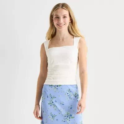 by&by Womens Juniors Square Neck Sleeveless Tank Top