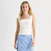 by&by Womens Juniors Square Neck Sleeveless Tank Top