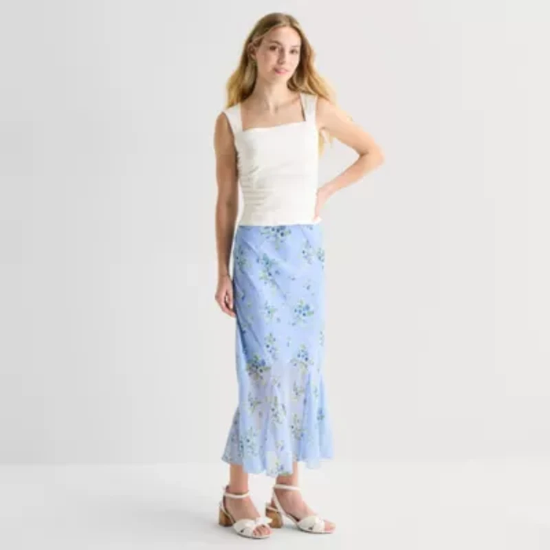 by&by Womens Juniors Square Neck Sleeveless Tank Top