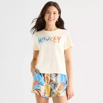 Hurley Womens Juniors Crew Neck Short Sleeve Regular Fit Graphic T-Shirt