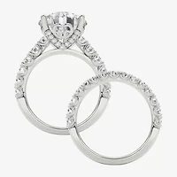 Grown Gorgeous (F / Vs2) Womens 5 1/ Ct. T.W. Lab White Diamond 14K Gold Round Side Stone Bridal Set