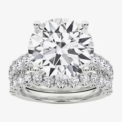 Grown Gorgeous (F / Vs2) Womens 5 1/ Ct. T.W. Lab White Diamond 14K Gold Round Side Stone Bridal Set