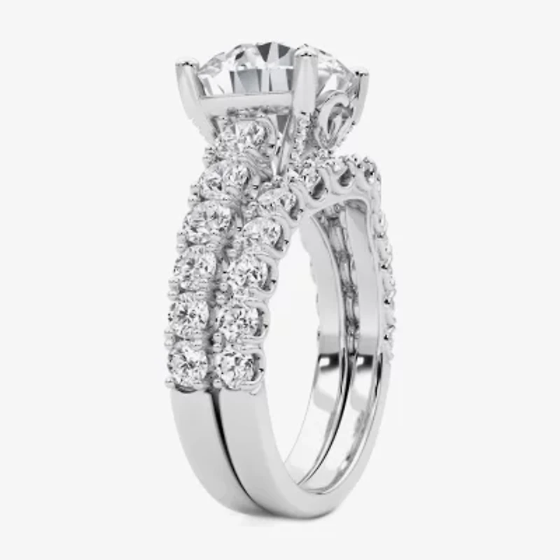 Grown Gorgeous (F / Vs2) Womens 5 1/3 Ct. T.W. Lab White Diamond 14K Gold Round Side Stone Bridal Set