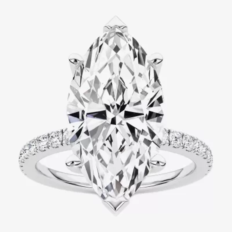 Grown Gorgeous (F / Vs2) Womens CT. T.W. Lab White Diamond 14K Gold Marquise Side Stone Engagement Ring
