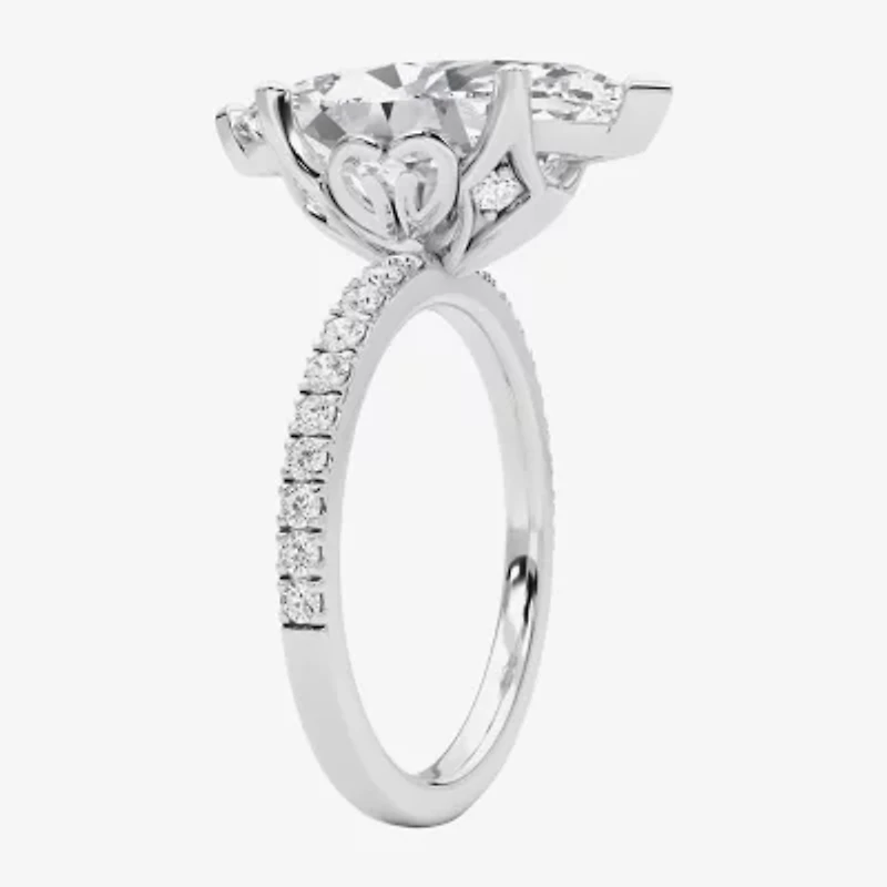 Grown Gorgeous (F / Vs2) Womens CT. T.W. Lab White Diamond 14K Gold Marquise Side Stone Engagement Ring