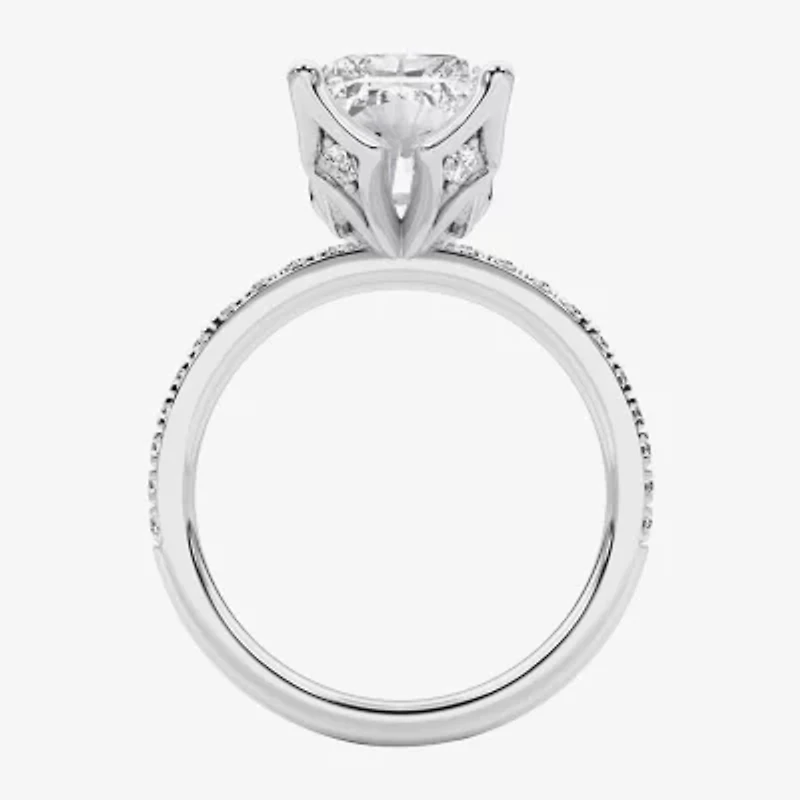 Grown Gorgeous (F / Vs2) Womens 4 CT. T.W. Lab White Diamond 14K Gold Rectangular Side Stone Engagement Ring