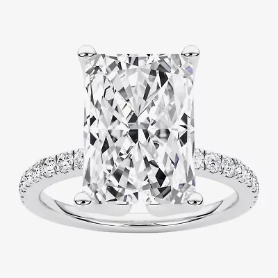 Grown Gorgeous (F / Vs2) Womens 4 CT. T.W. Lab White Diamond 14K Gold Rectangular Side Stone Engagement Ring