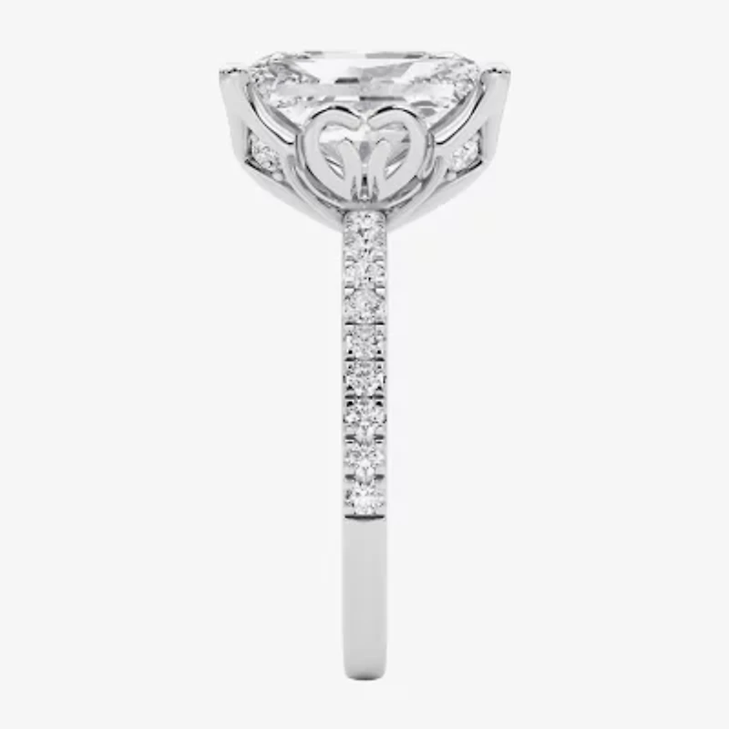 Grown Gorgeous (F / Vs2) Womens 4 CT. T.W. Lab White Diamond 14K Gold Rectangular Side Stone Engagement Ring