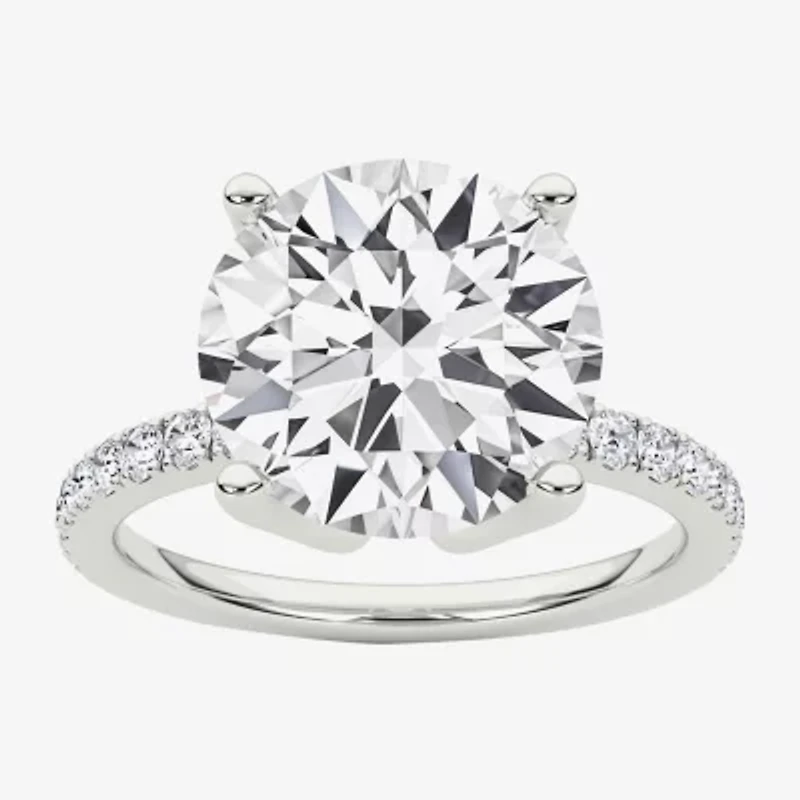 Grown Gorgeous (F / Vs2) Womens CT. T.W. Lab White Diamond 14K Gold Round Side Stone Engagement Ring
