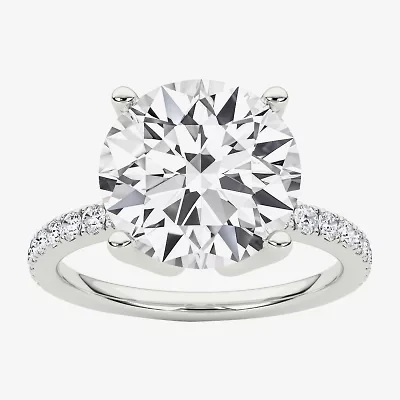 Grown Gorgeous (F / Vs2) Womens CT. T.W. Lab White Diamond 14K Gold Round Side Stone Engagement Ring