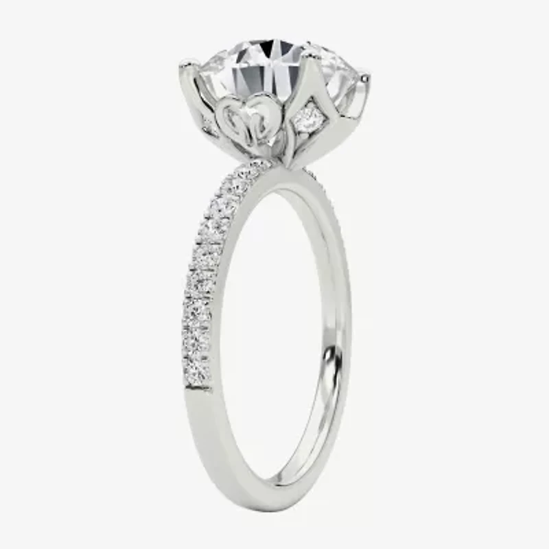 Grown Gorgeous (F / Vs2) Womens CT. T.W. Lab White Diamond 14K Gold Round Side Stone Engagement Ring