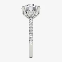 Grown Gorgeous (F / Vs2) Womens CT. T.W. Lab White Diamond 14K Gold Round Side Stone Engagement Ring