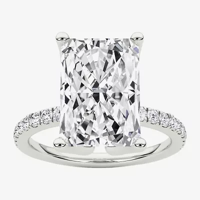 Grown Gorgeous (F / Vs2) Womens CT. T.W. Lab White Diamond 14K Gold Rectangular Side Stone Engagement Ring