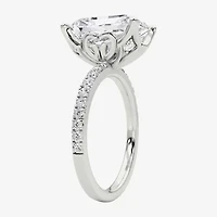 Grown Gorgeous (F / Vs2) Womens CT. T.W. Lab White Diamond 14K Gold Rectangular Side Stone Engagement Ring