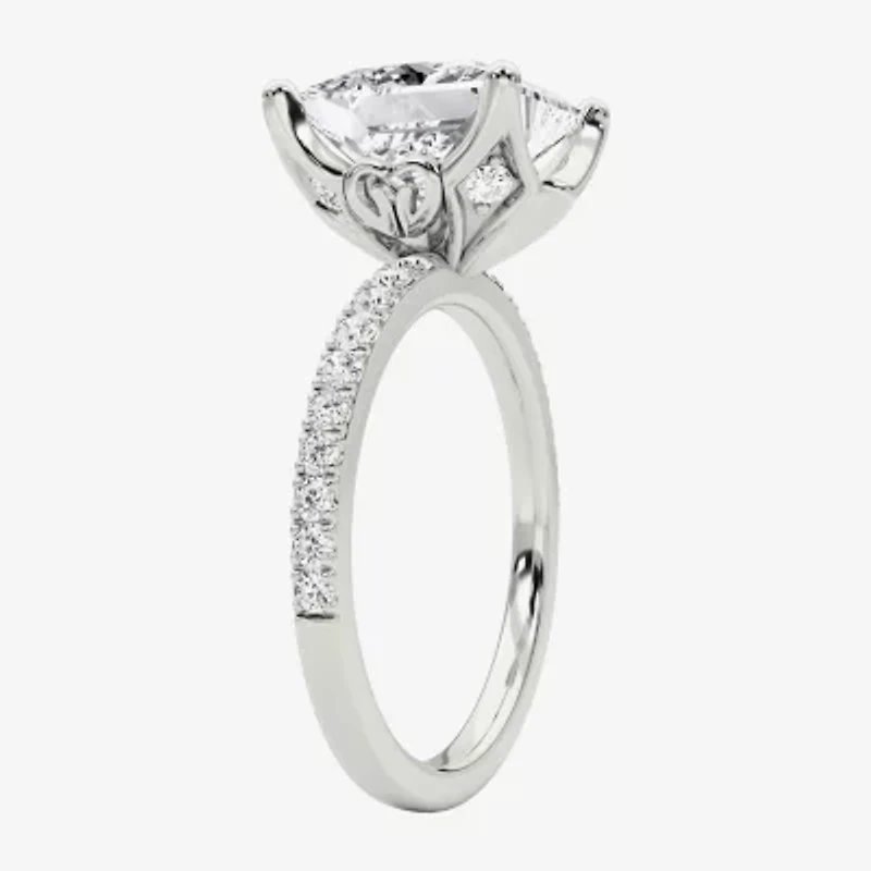 Grown Gorgeous (F / Vs2) Womens 4 CT. T.W. Lab White Diamond 14K Gold Side Stone Engagement Ring