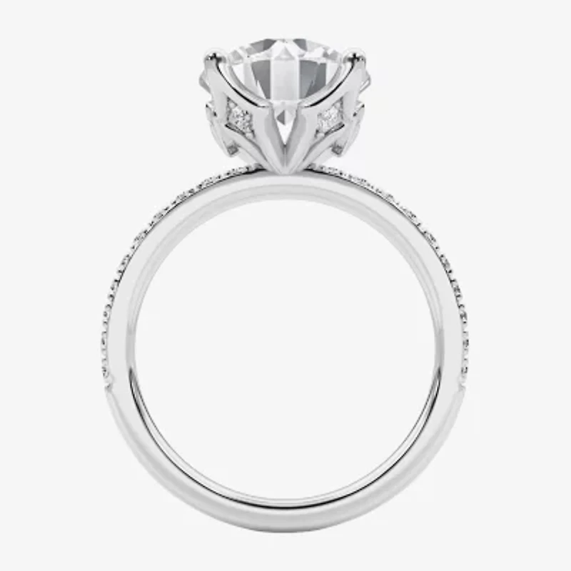 Grown Gorgeous (F / Vs2) Womens CT. T.W. Lab White Diamond 14K Gold Round Side Stone Engagement Ring