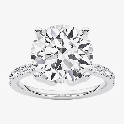 Grown Gorgeous (F / Vs2) Womens CT. T.W. Lab White Diamond 14K Gold Round Side Stone Engagement Ring