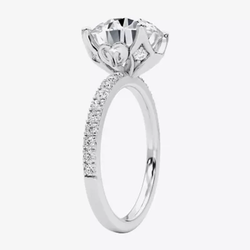 Grown Gorgeous (F / Vs2) Womens CT. T.W. Lab White Diamond 14K Gold Round Side Stone Engagement Ring