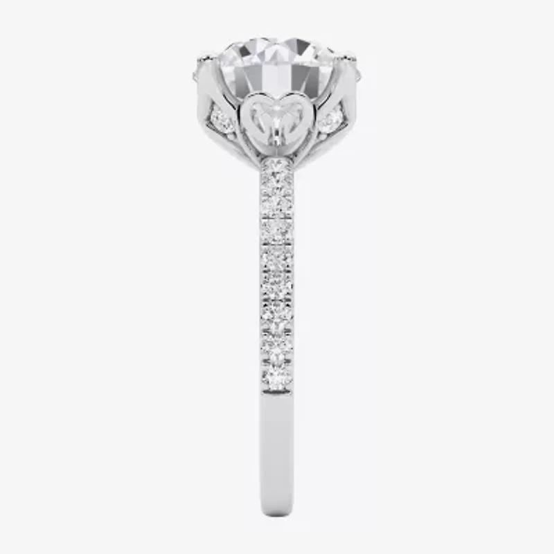 Grown Gorgeous (F / Vs2) Womens CT. T.W. Lab White Diamond 14K Gold Round Side Stone Engagement Ring