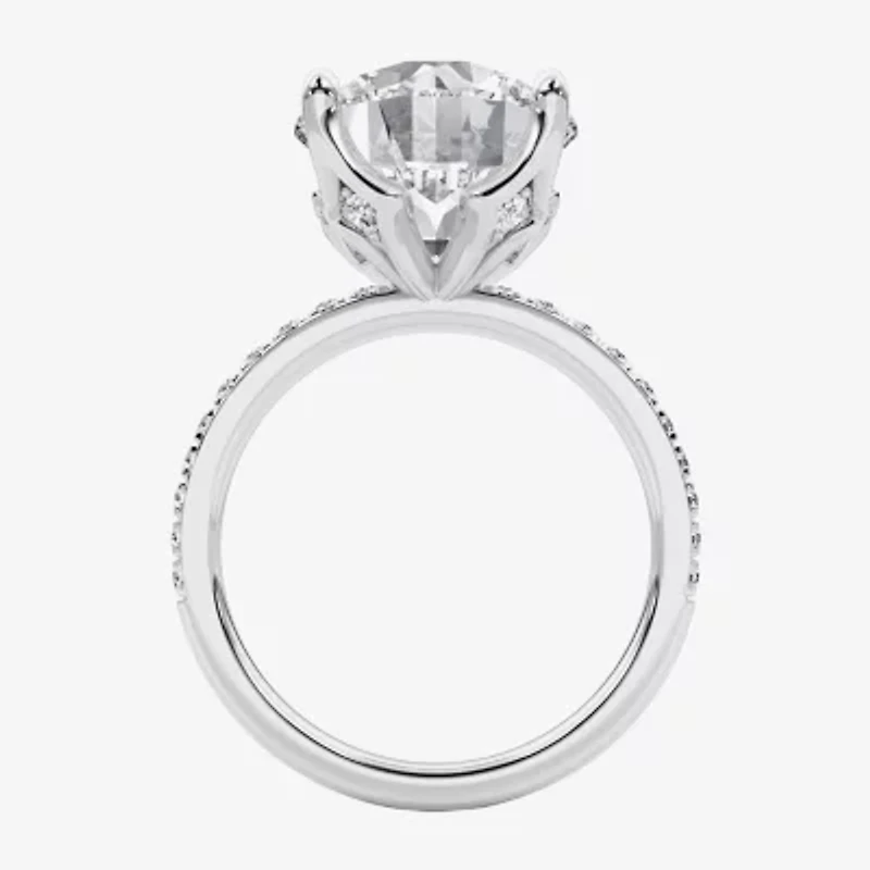 Grown Gorgeous (F / Vs2) Womens 6 CT. T.W. Lab White Diamond 14K Gold Round Side Stone Engagement Ring