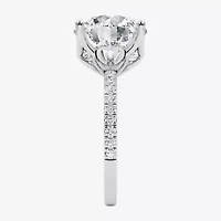 Grown Gorgeous (F / Vs2) Womens 6 CT. T.W. Lab White Diamond 14K Gold Round Side Stone Engagement Ring