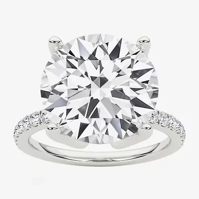 Grown Gorgeous (F / Vs2) Womens 6 CT. T.W. Lab White Diamond 14K Gold Round Side Stone Engagement Ring