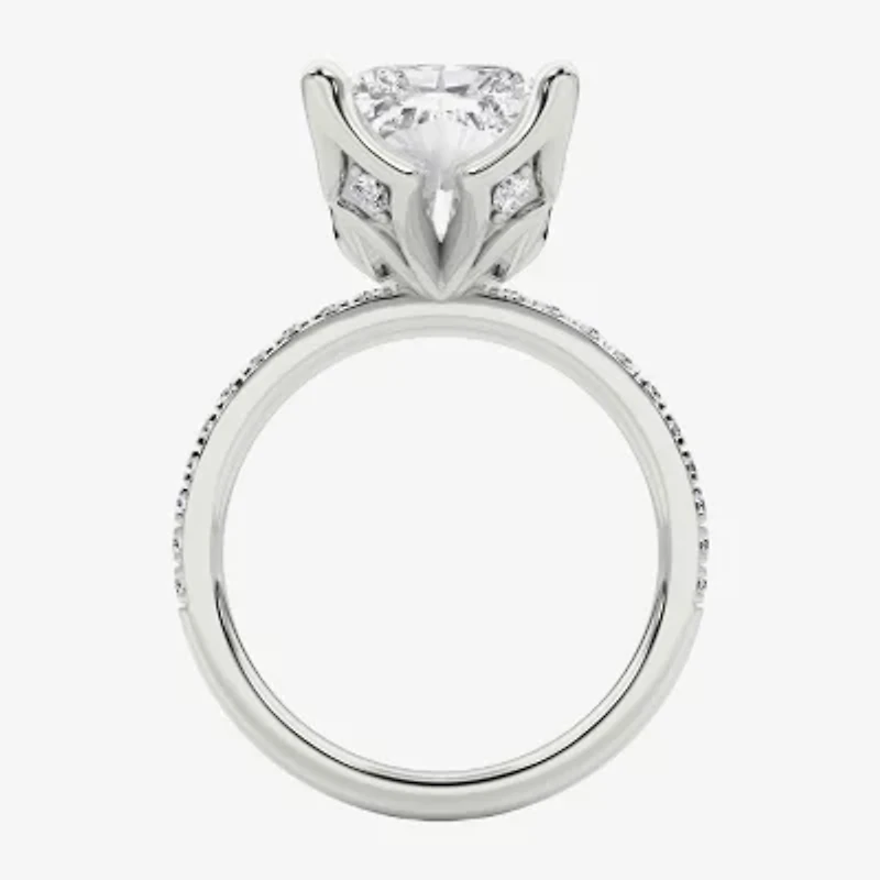 Grown Gorgeous (F / Vs2) Womens CT. T.W. Lab White Diamond 14K Gold Rectangular Side Stone Engagement Ring